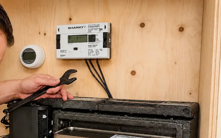 A heat meter and controller on the wall beside the installation.